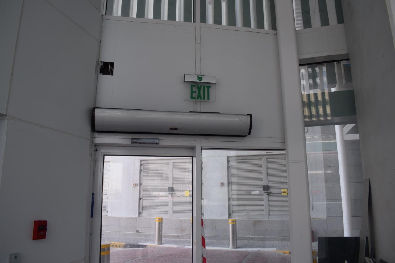 Glass doors at a stair tower