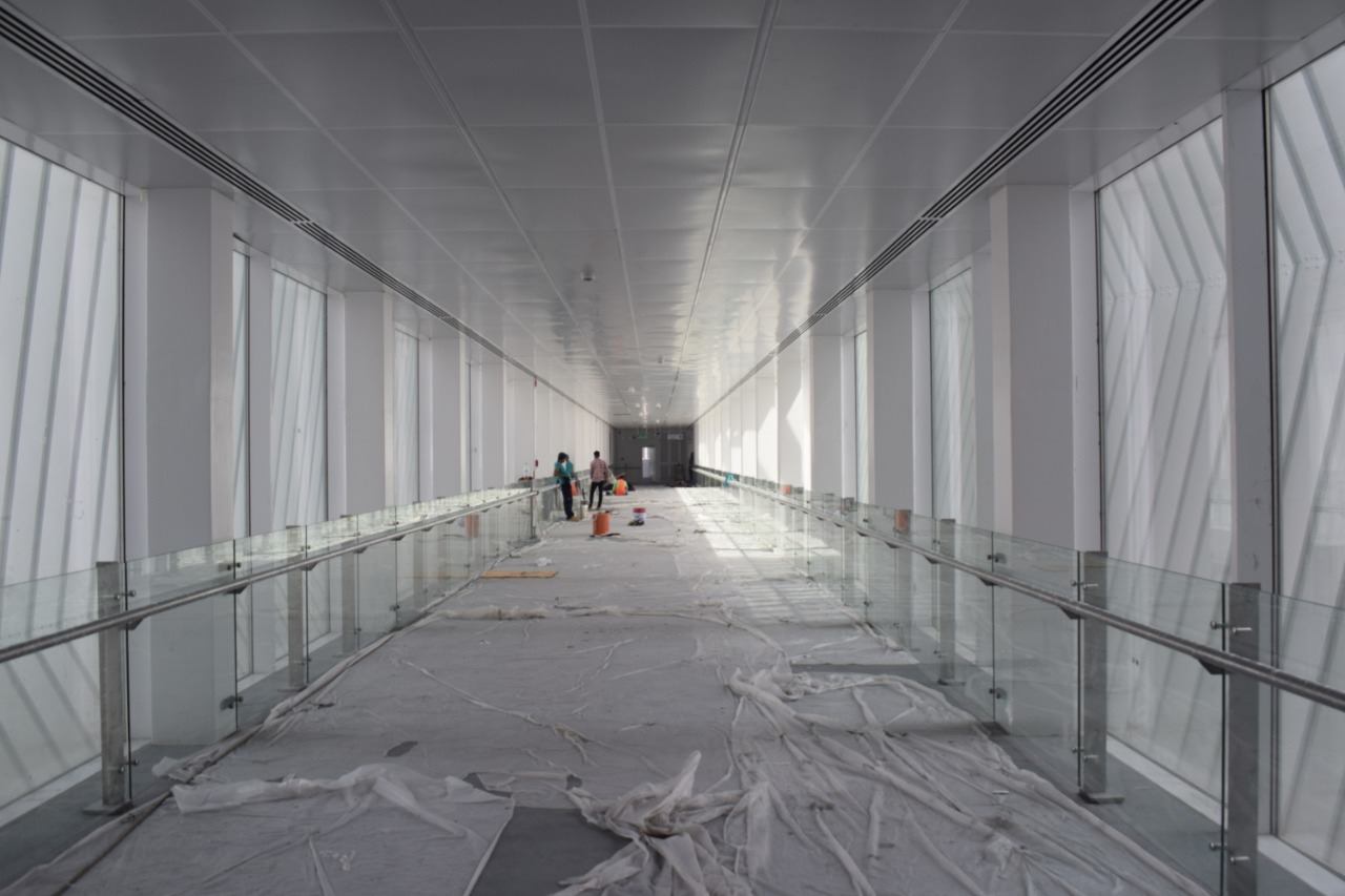 The glazed walkway, seen from inside