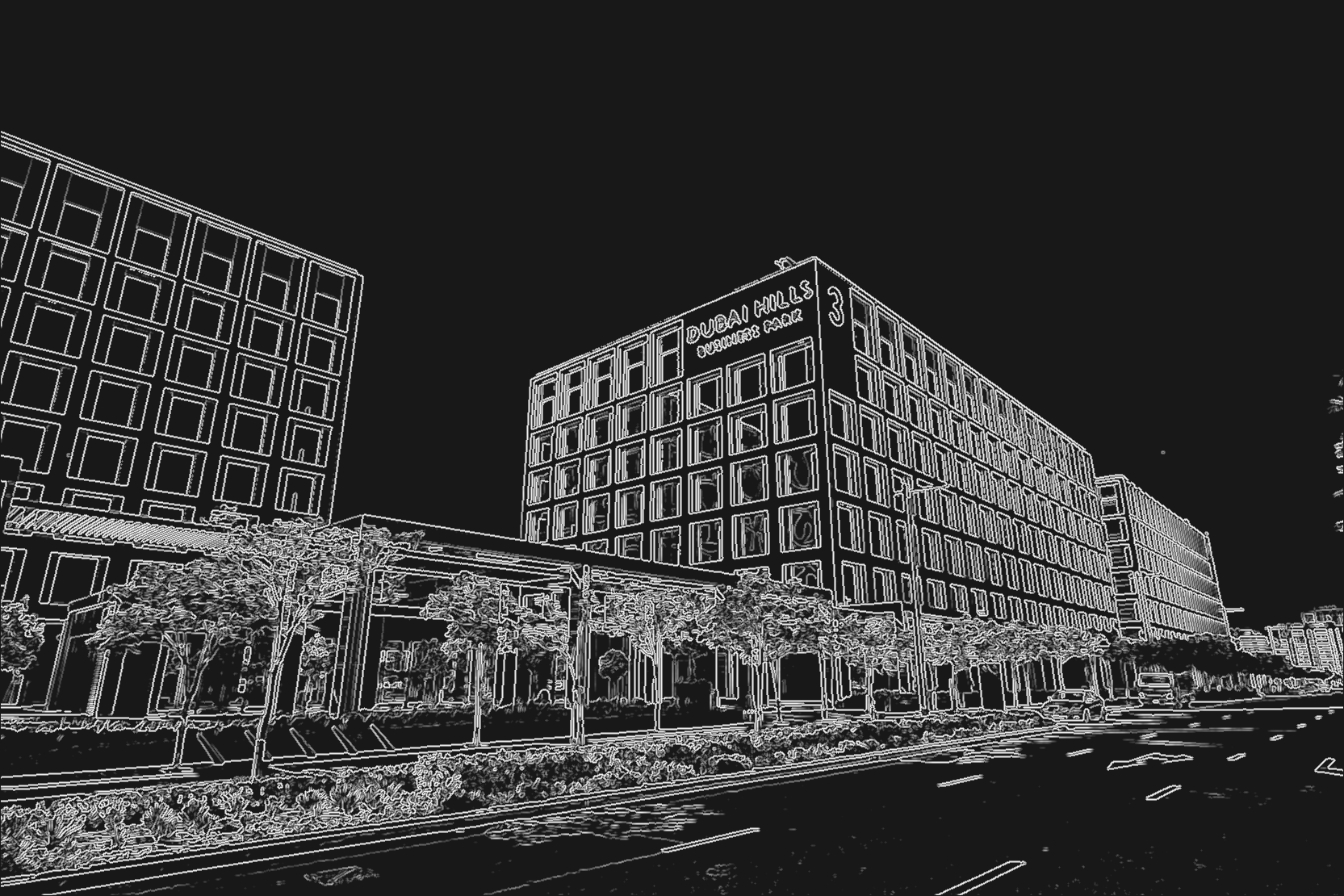Line drawing made from the photo of the project