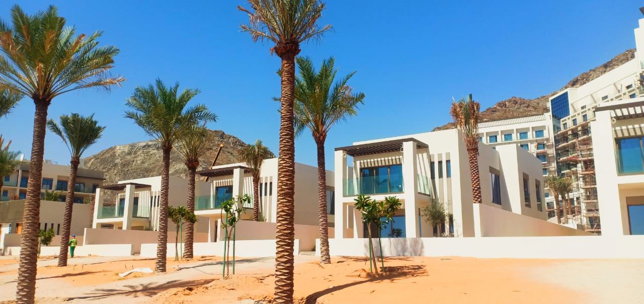 Beach villas with glass balustrades