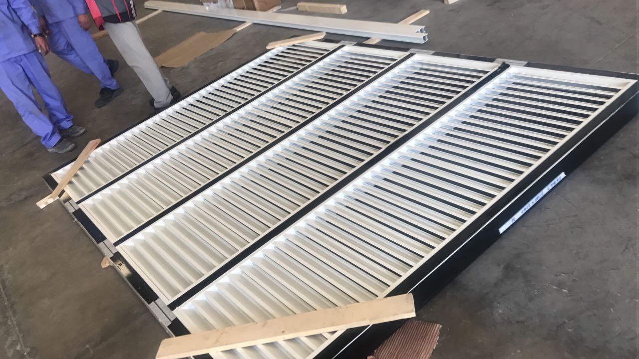 Aluminium louver panels before delivery