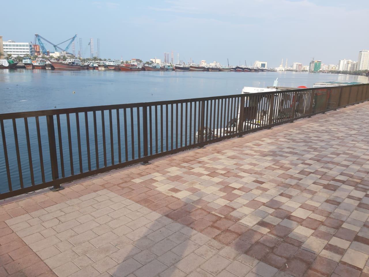 Railings along the waterfront